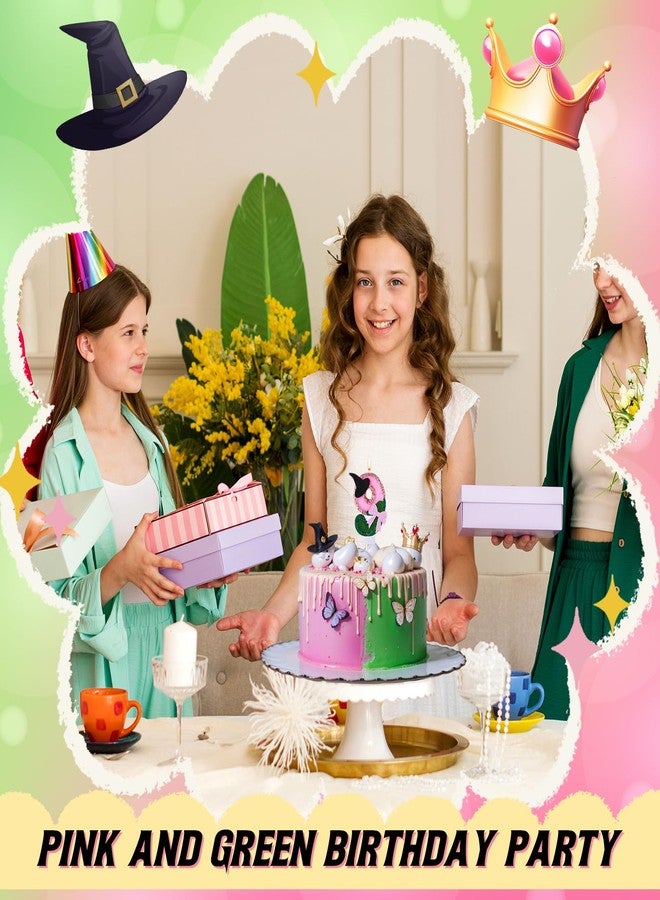 Conelist Witch Princess Theme Candle Pink and Green Party Decorations Witch Hat Bow Birthday Cake Toppers Cupcake Toppers for Party Supplies Wedding Anniversary Decor(9) - Image 3